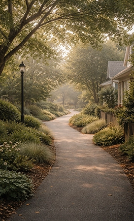 پیاده راه همراه با محیط سرسبز